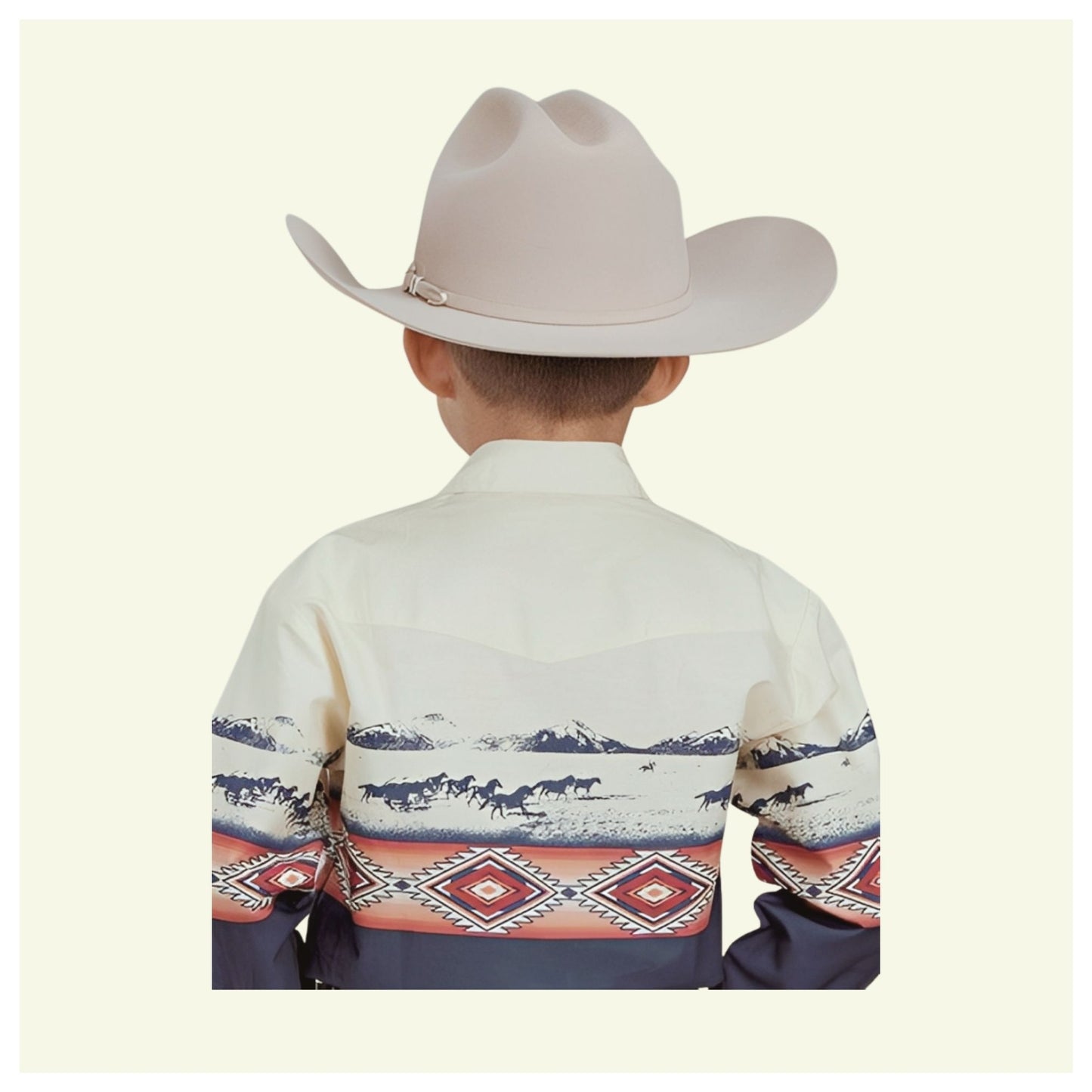 Roper Boy's Button Up Shirt Open Range Border