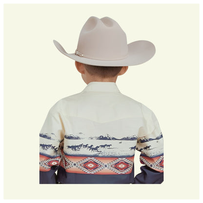 Roper Boy's Button Up Shirt Open Range Border