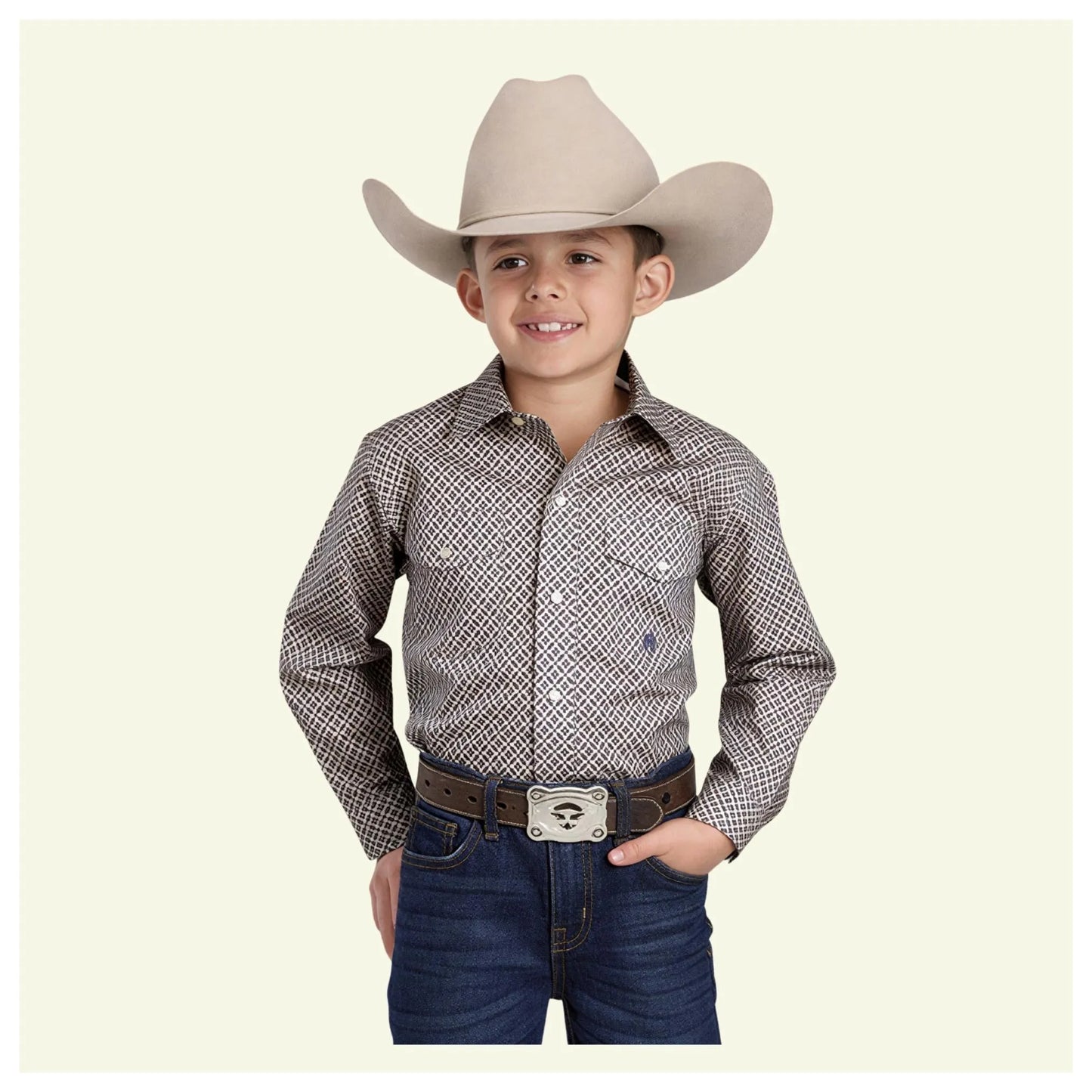 Roper Boy's Pinwhell Fouldard Snaps Long Sleeve Western Shirt