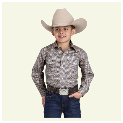 Roper Boy's Pinwhell Fouldard Snaps Long Sleeve Western Shirt