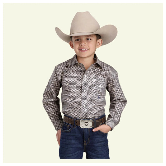 Roper Boy's Pinwhell Fouldard Snaps Long Sleeve Western Shirt