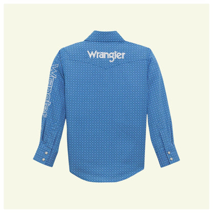 Wrangler Boy's Logo Long Sleeve Shirt - Blue