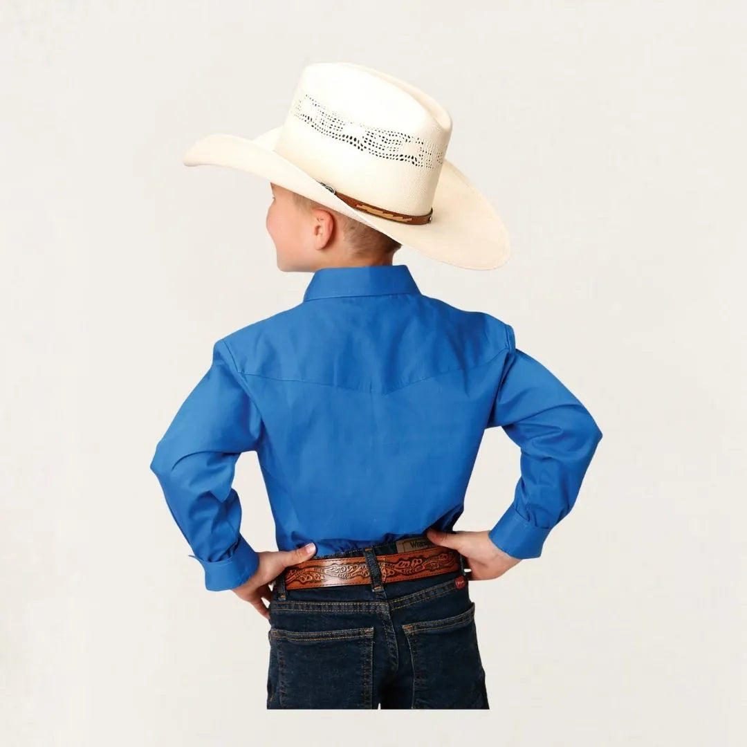 Roper Boy's Western Long Sleeve Shirt Blue