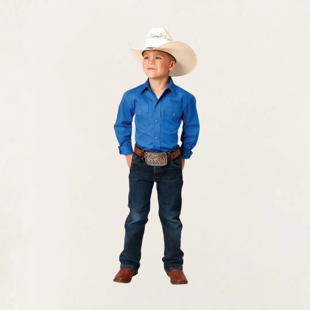 Roper Boy's Western Long Sleeve Shirt Blue