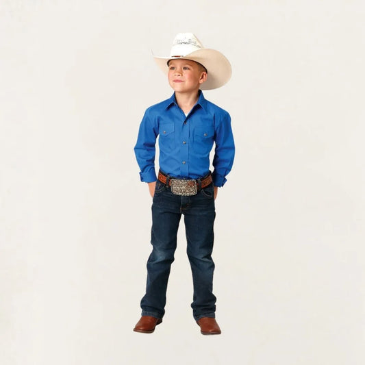 Roper Boy's Western Long Sleeve Shirt Blue