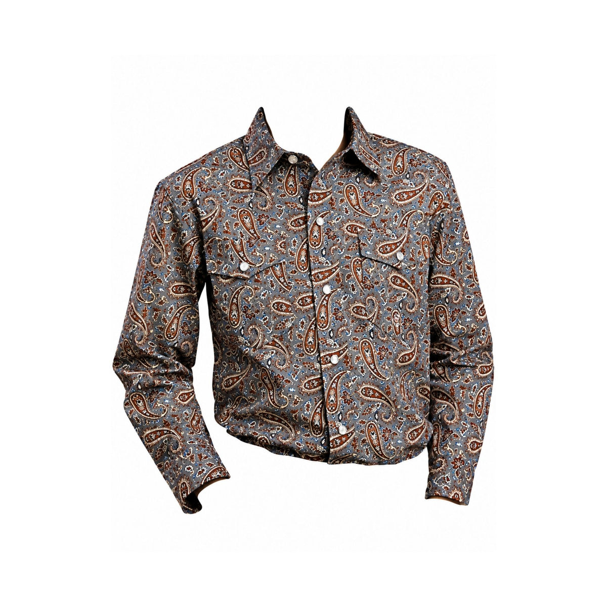 Roper Boys' Long Sleeve Snap Paisley Gray Western Shirt