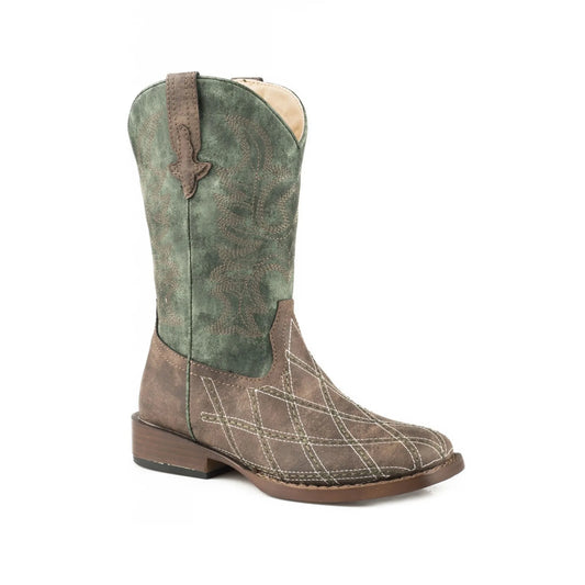 Roper Cross Cut Brown Square Toe Western Boots weis-western-wear