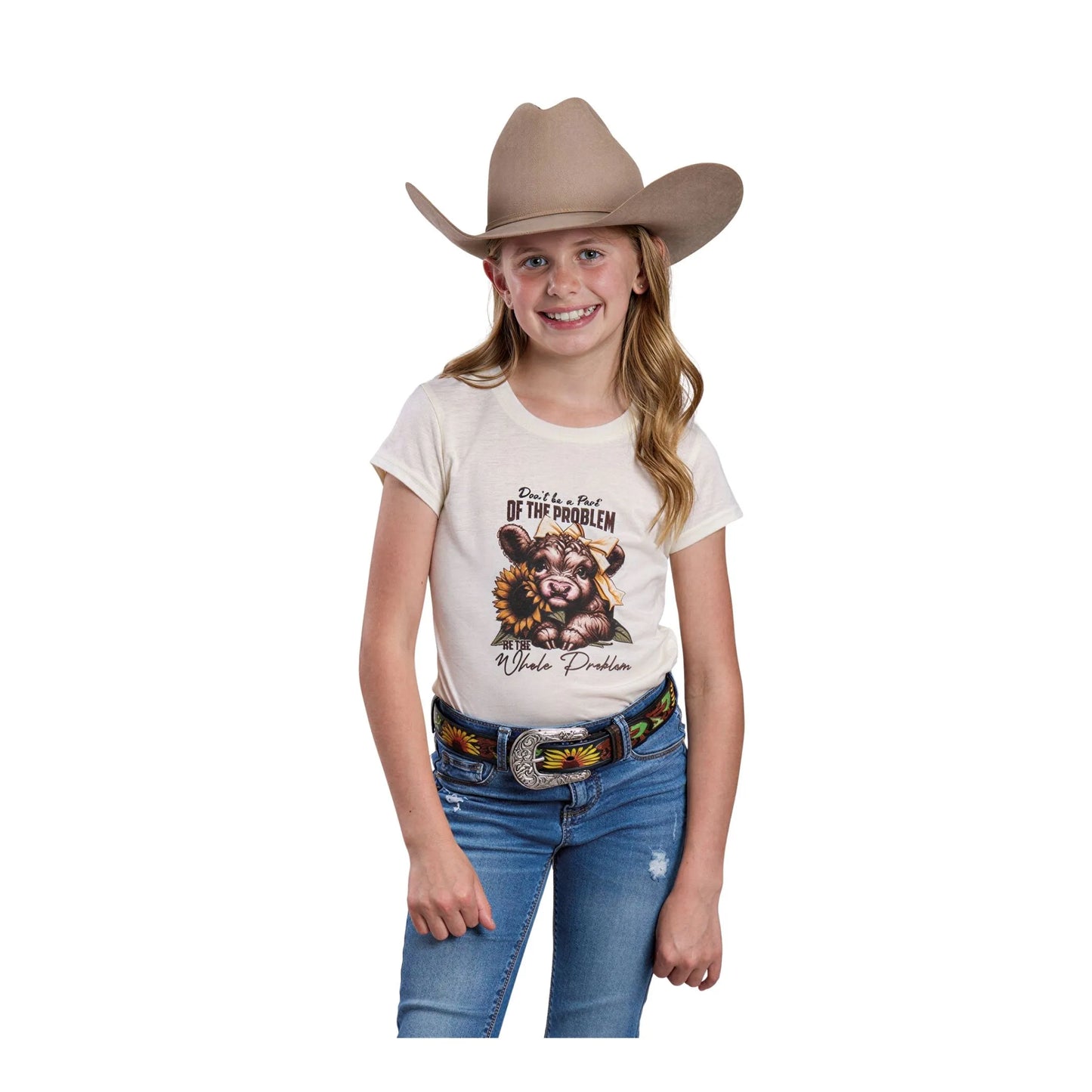 Roper Girl's Cream Printed Jersey Knit Short Sleeve Tee
