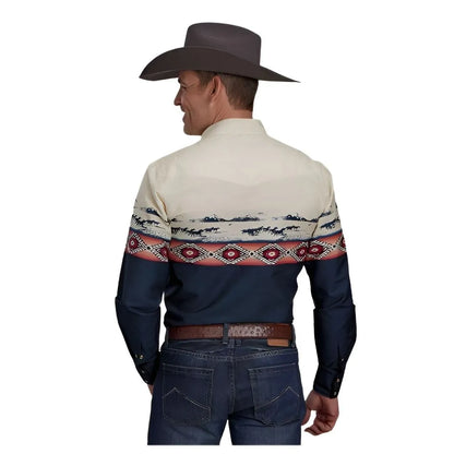 Roper Men's Button Up Shirt Open Range Border