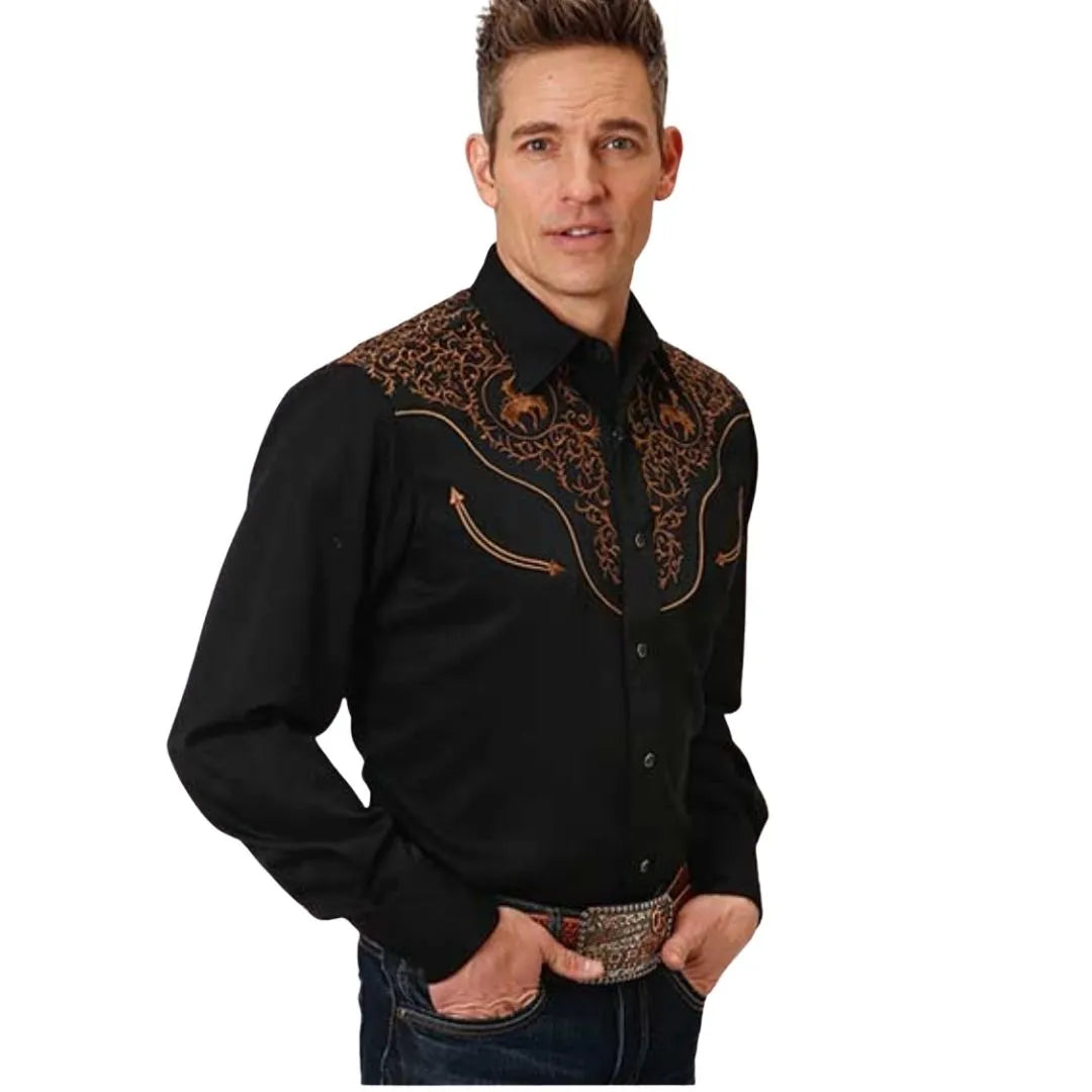 Roper Men's Embroidered Western Shirt ~ BUCKING BRONC weis-western-wear