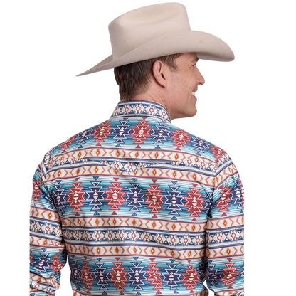 Roper Men's Long Sleeve Aztec Print Snap Shirt