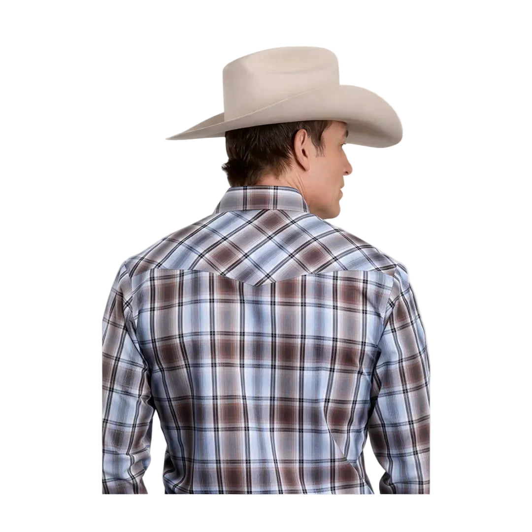 Roper Mens Brown/Blue Plaid Long Sleeve Shirt weis-western-wear