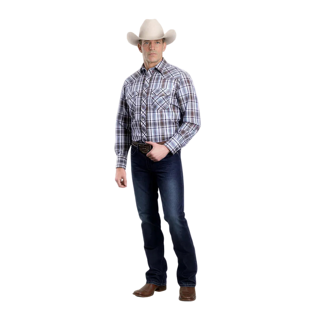 Roper Mens Brown/Blue Plaid Long Sleeve Shirt weis-western-wear