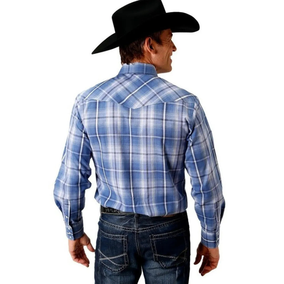 Roper Western Shirt Mens Snap Long sleeves Plaid Blue weis-western-wear