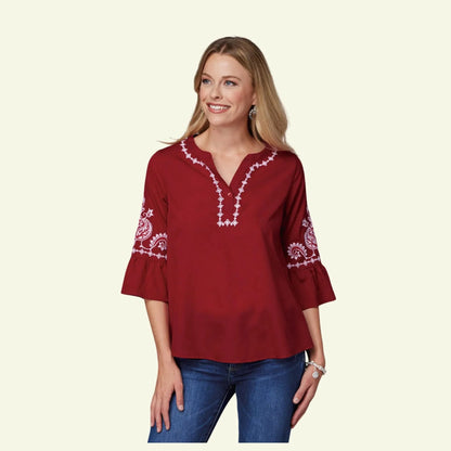 Roper Women's Bell Sleeve Top Red