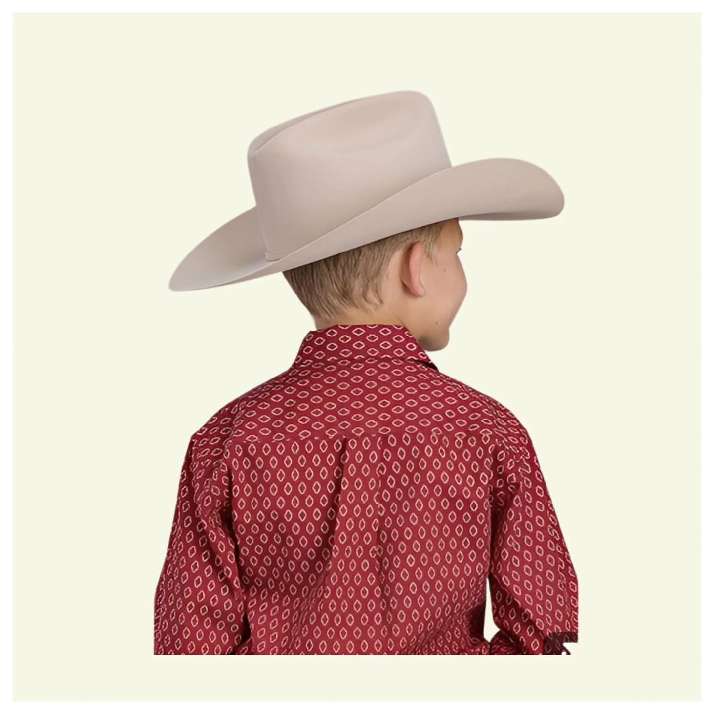 Roper Boy's Red Geo Print Snaps Long Sleeve Western Shirt