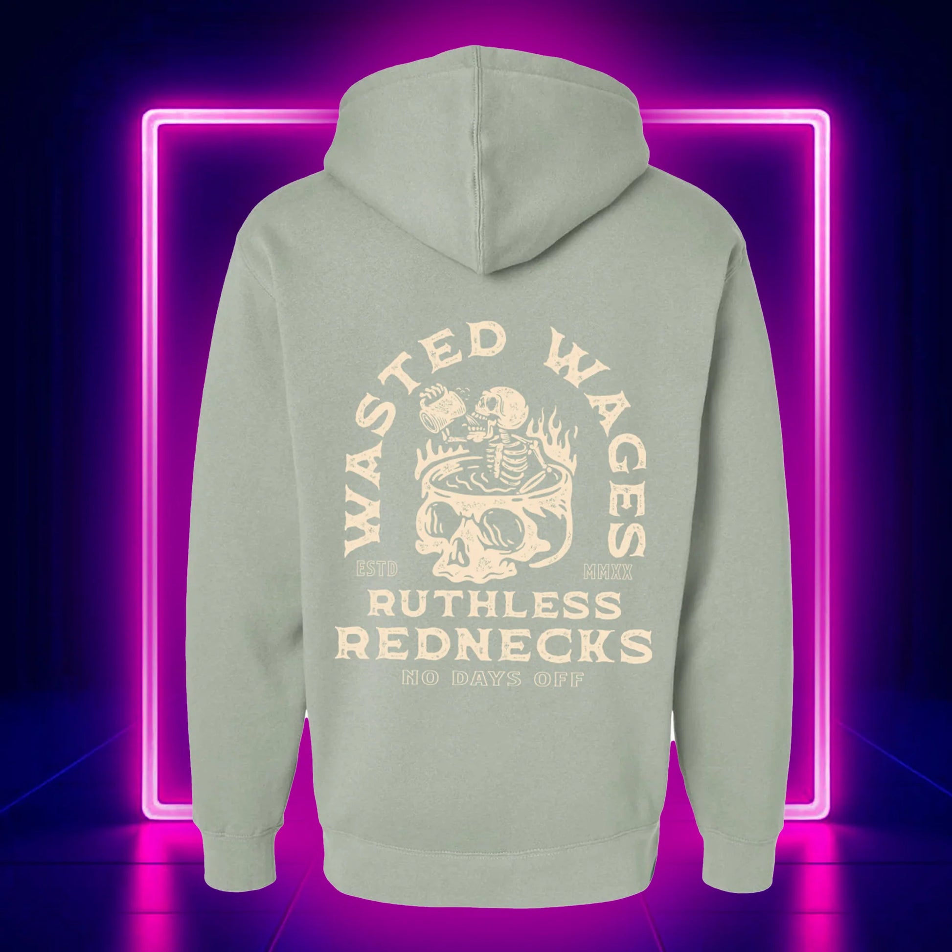 Ruthless Rednecks Men's Skull Spa Heavyweight 10oz Hoodie Sage weis-western-wear