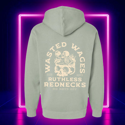 Ruthless Rednecks Men's Skull Spa Heavyweight 10oz Hoodie Sage weis-western-wear