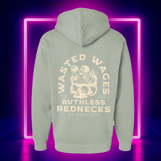 Ruthless Rednecks Men's Skull Spa Heavyweight 10oz Hoodie Sage weis-western-wear