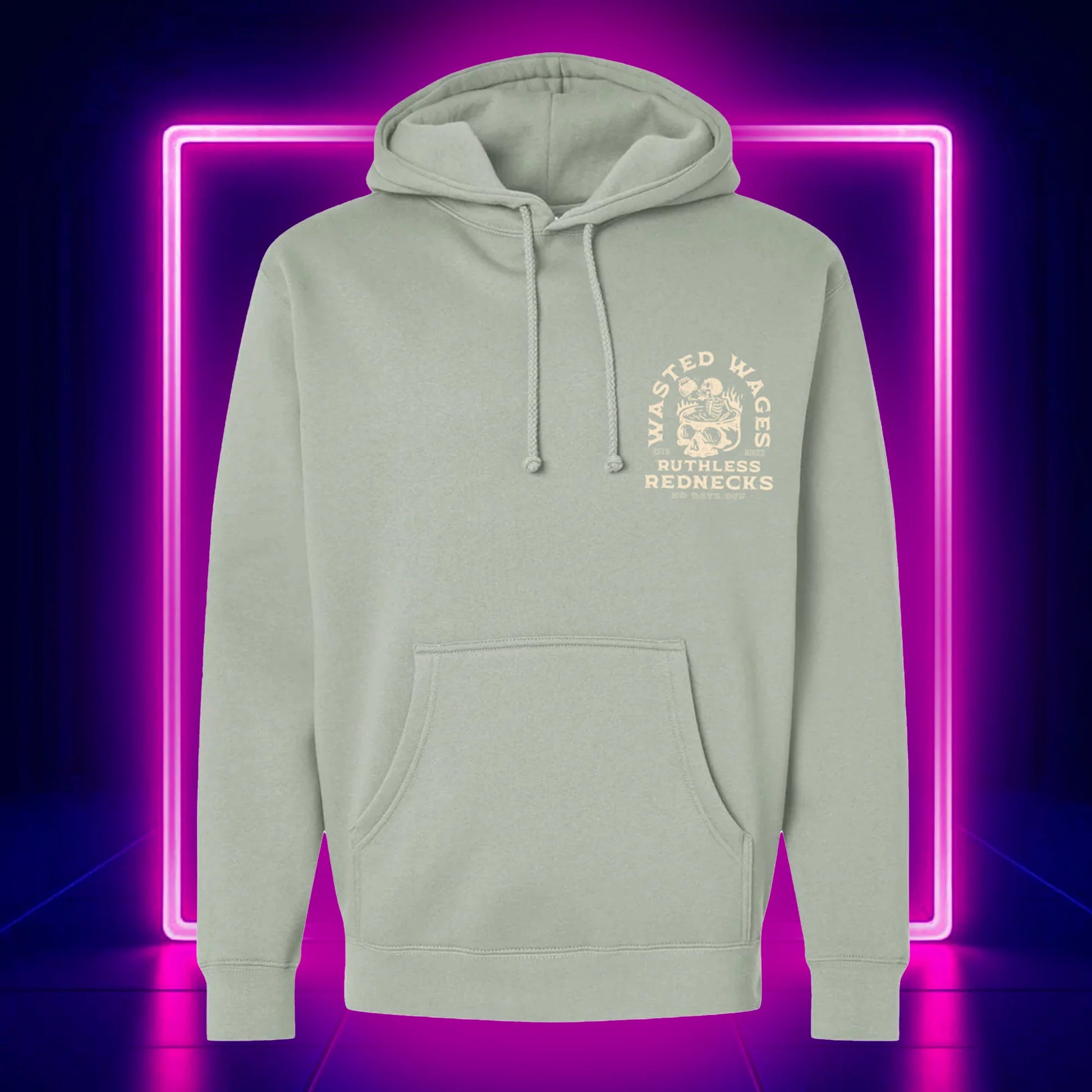 Ruthless Rednecks Men's Skull Spa Heavyweight 10oz Hoodie Sage weis-western-wear