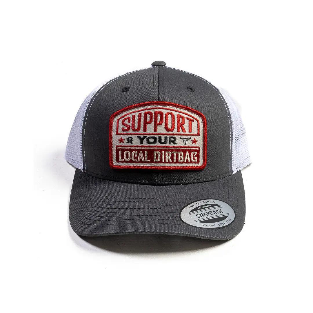 Ruthless Rednecks Support Your Local Dirtbag Curved Brim Charcoal White Hat