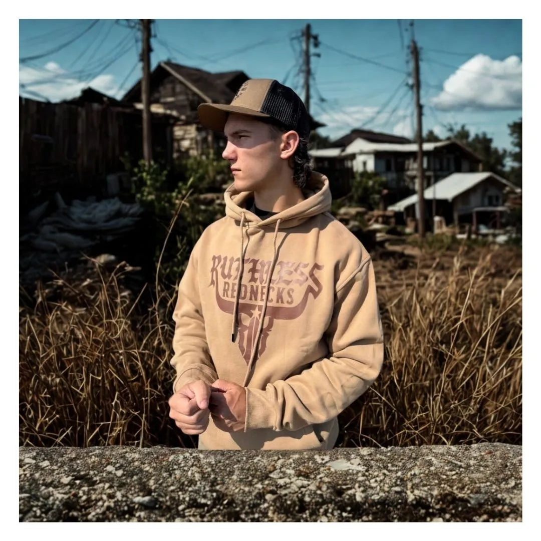 Ruthless Rednecks Men's Raw Talent V2 Heavyweight 10 oz Hoodie Sandstone