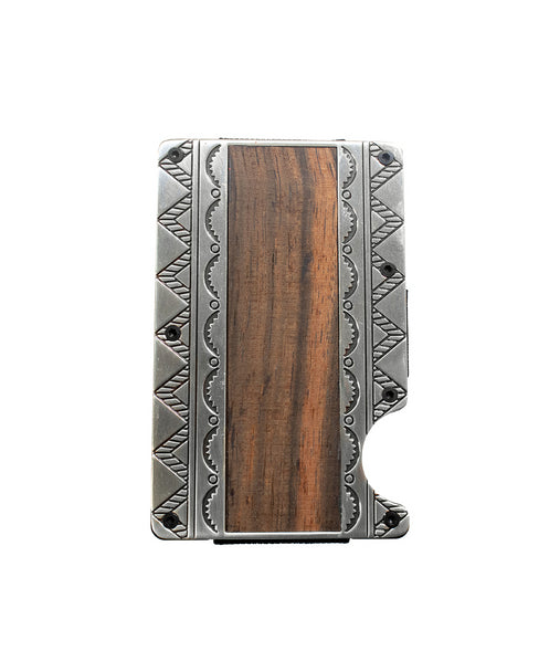 3D Mens Smart Wallet Scroll Engraved Silver