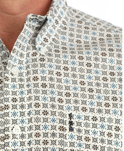 Cinch Men's Cream Print Modern Fit Long Sleeve