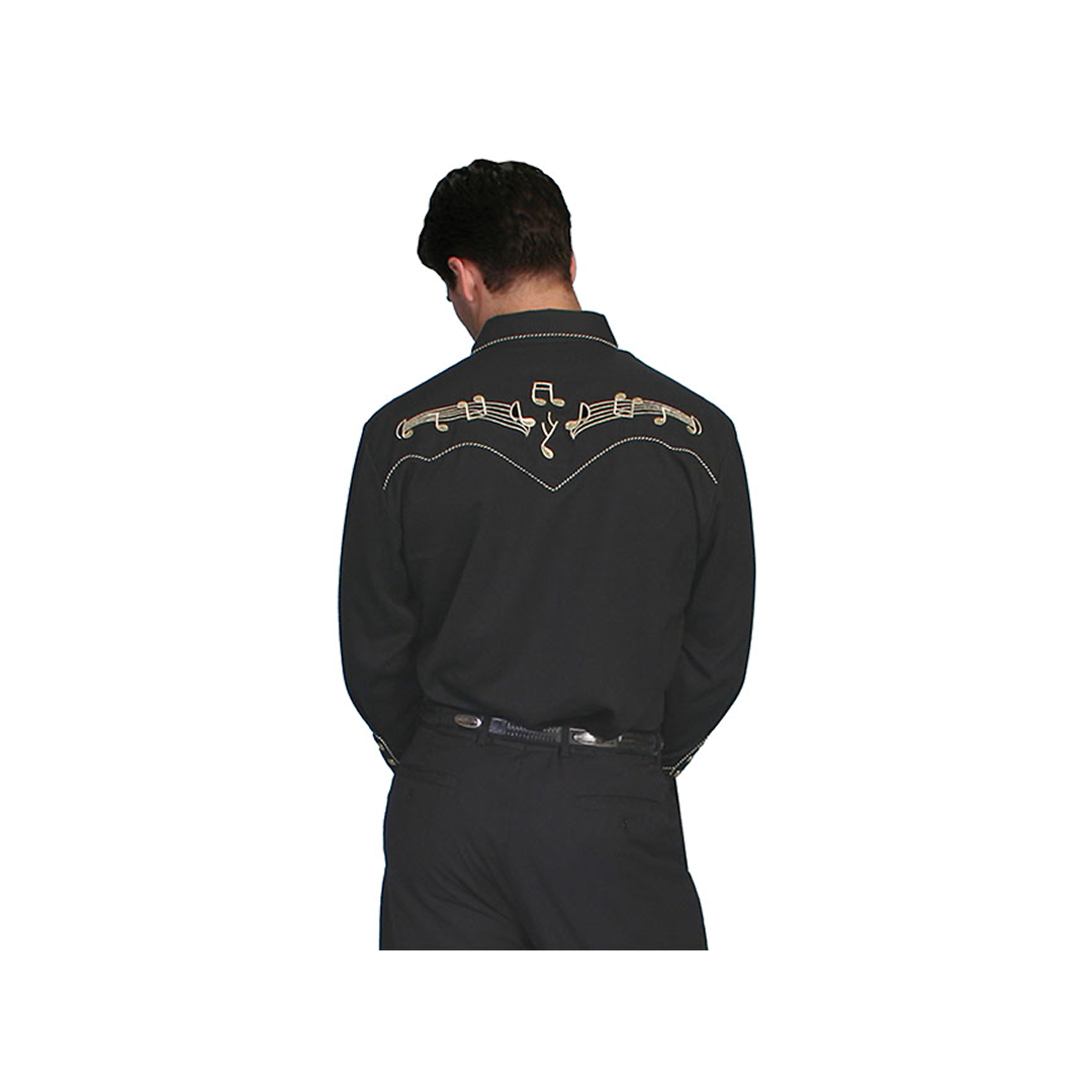 Scully Men's Gold Embroidered Music Notes Western Shirt weis-western-wear