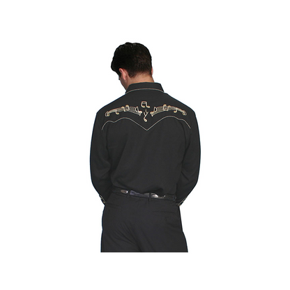 Scully Men's Gold Embroidered Music Notes Western Shirt weis-western-wear