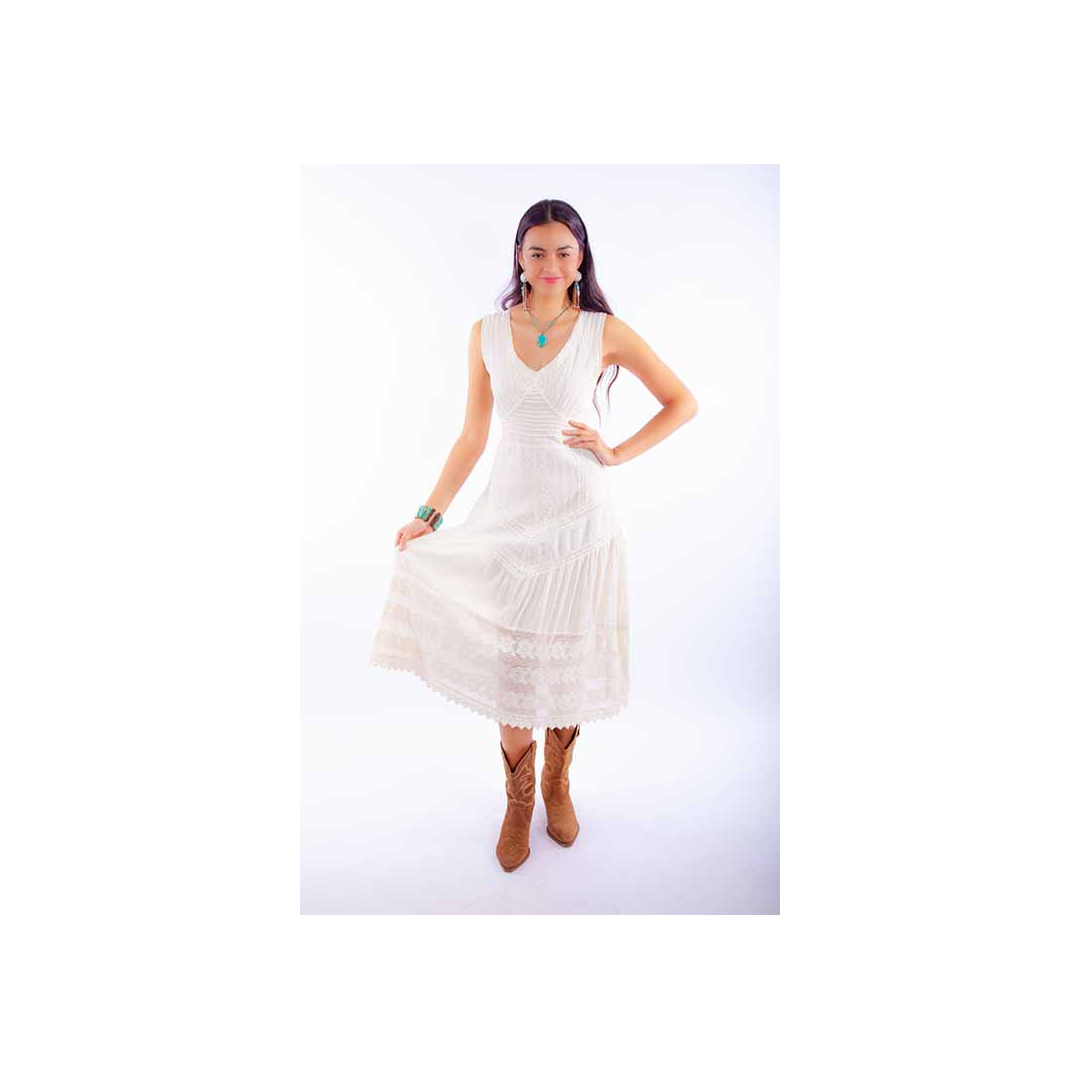 Scully Women's White Catina Sleeveless Lace Dress Scully Women's White Catina Sleeveless Lace Dress