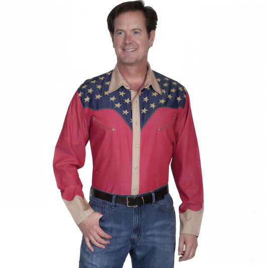 Scully Western Shirt Mens Long Sleeve Snap Star American weis-western-wear