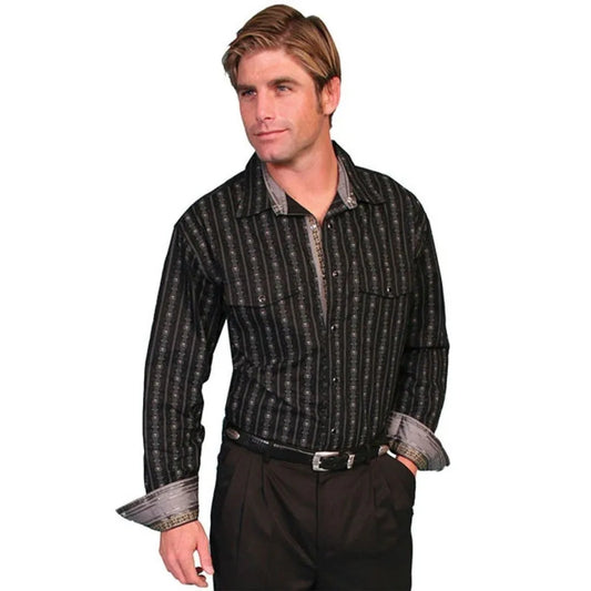 Scully Men's Skull Stripe Long sleeves weis-western-wear