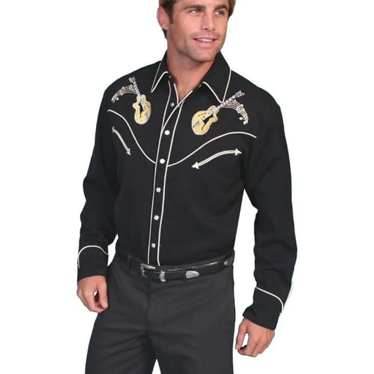 Scully Men's Western Shirt Snap Embroider Rock N Roll weis-western-wear