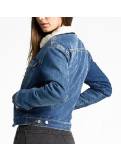 Silver Jeans Women's Jacket Denim Sherpa Lined