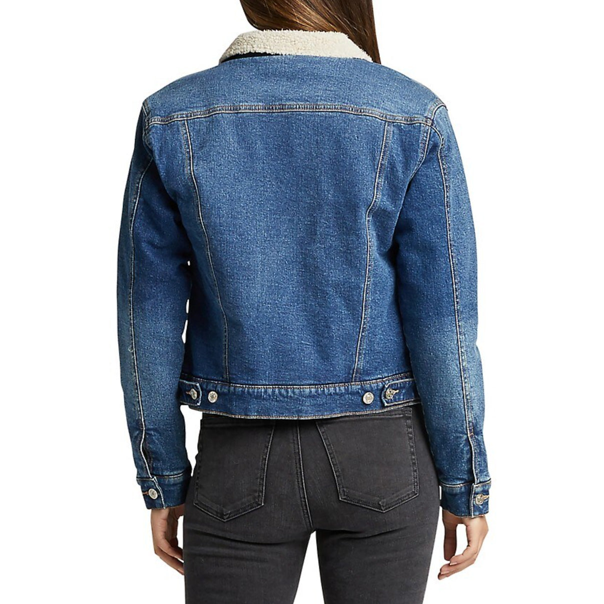 Silver Jeans Women's Jacket Denim Sherpa Lined