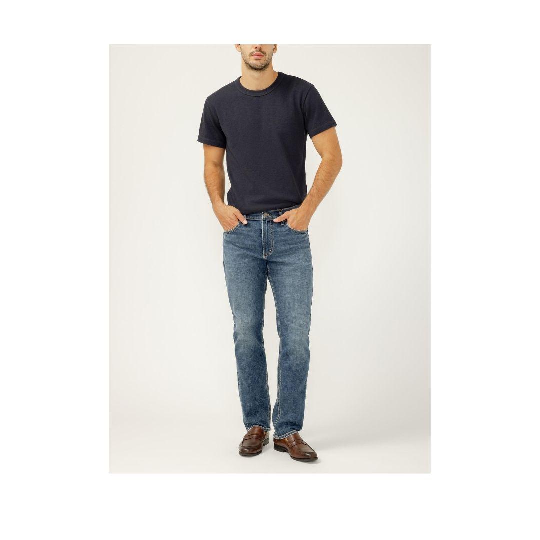 Silver Men's Machray Classic Fit Slim Straight Leg Luxe Heritage Jeans weis-western-wear