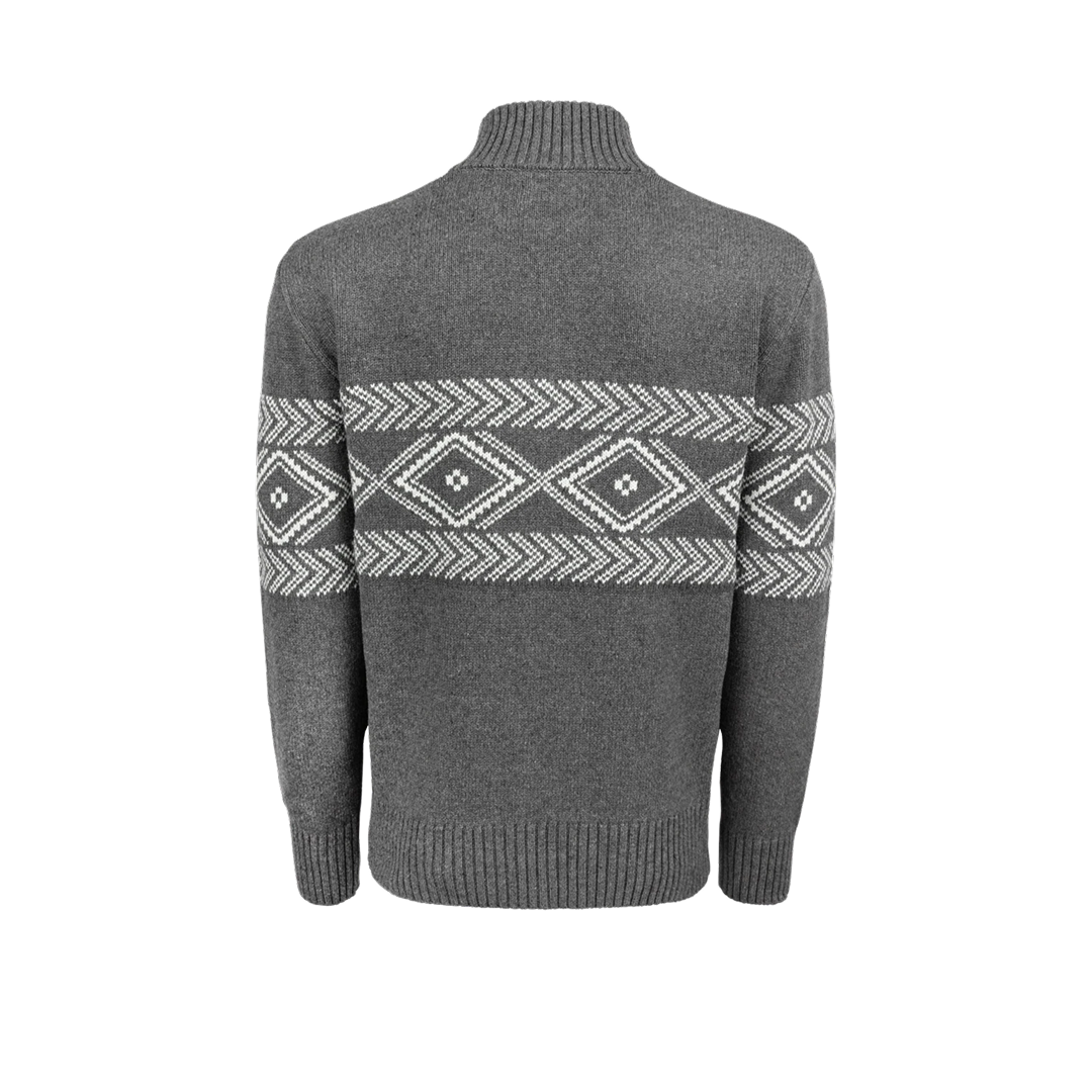 Stetson Mens 3/4 Zip Light Grey Horizonal Aztec Patterned Knit Sweater weis-western-wear