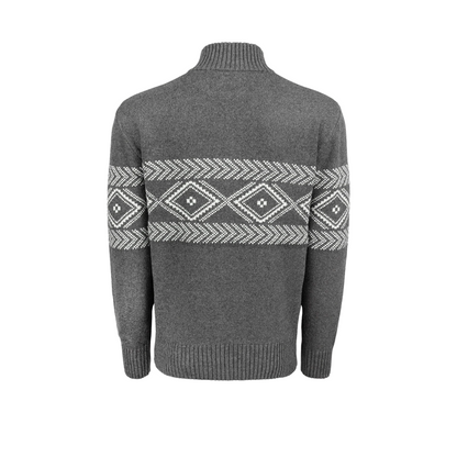 Stetson Mens 3/4 Zip Light Grey Horizonal Aztec Patterned Knit Sweater weis-western-wear