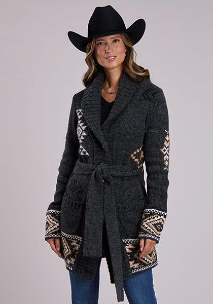 Stetson Woman's Chunky Knit Sweater With Tie