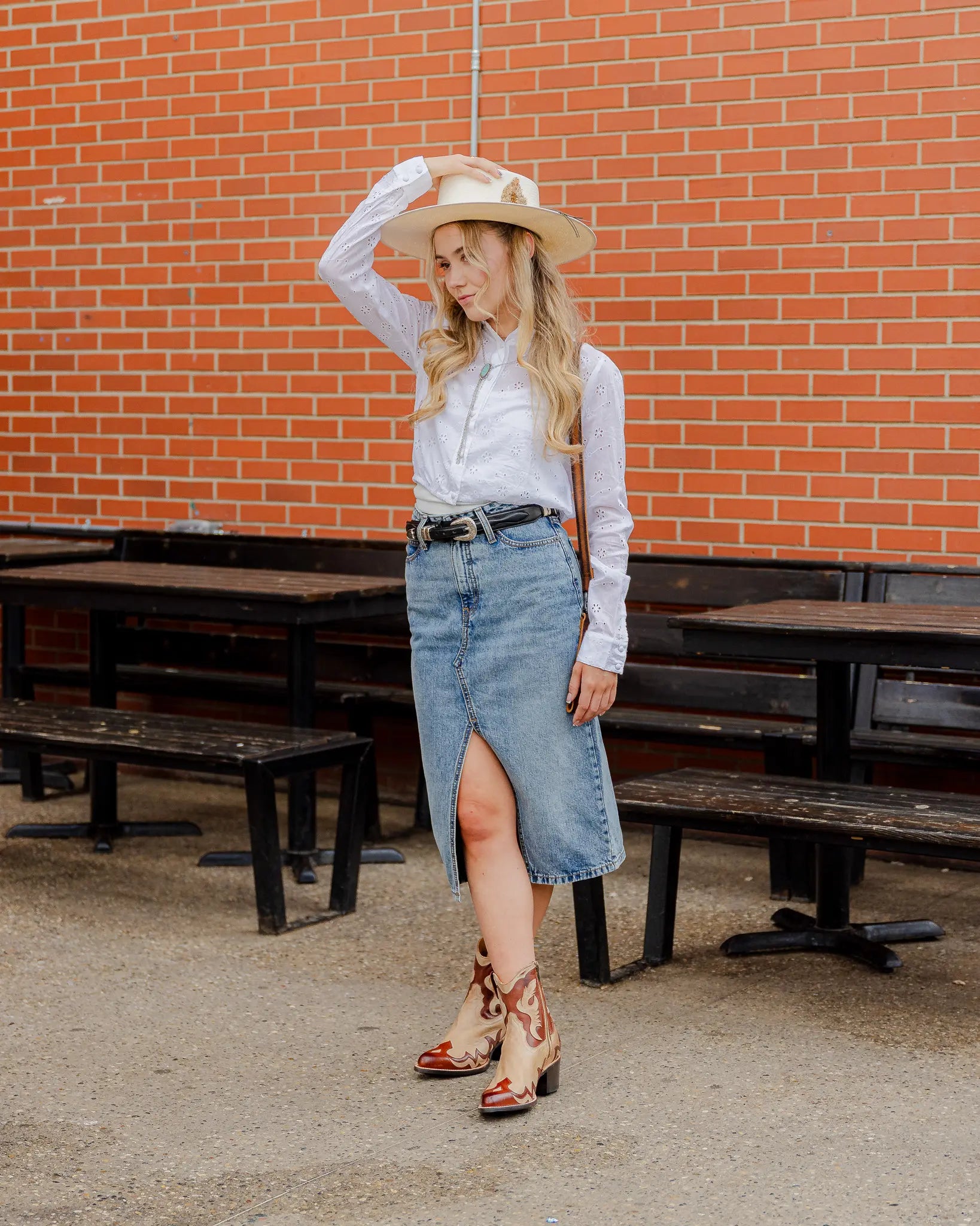 Stetson Women's Sasha Cream Vamp 7" Brown Shaft Vintage Leather Cowgirl Boots weis-western-wear