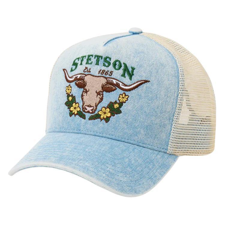 Stetson Women's W/Floral Embroidery Light Denim Ball Cap