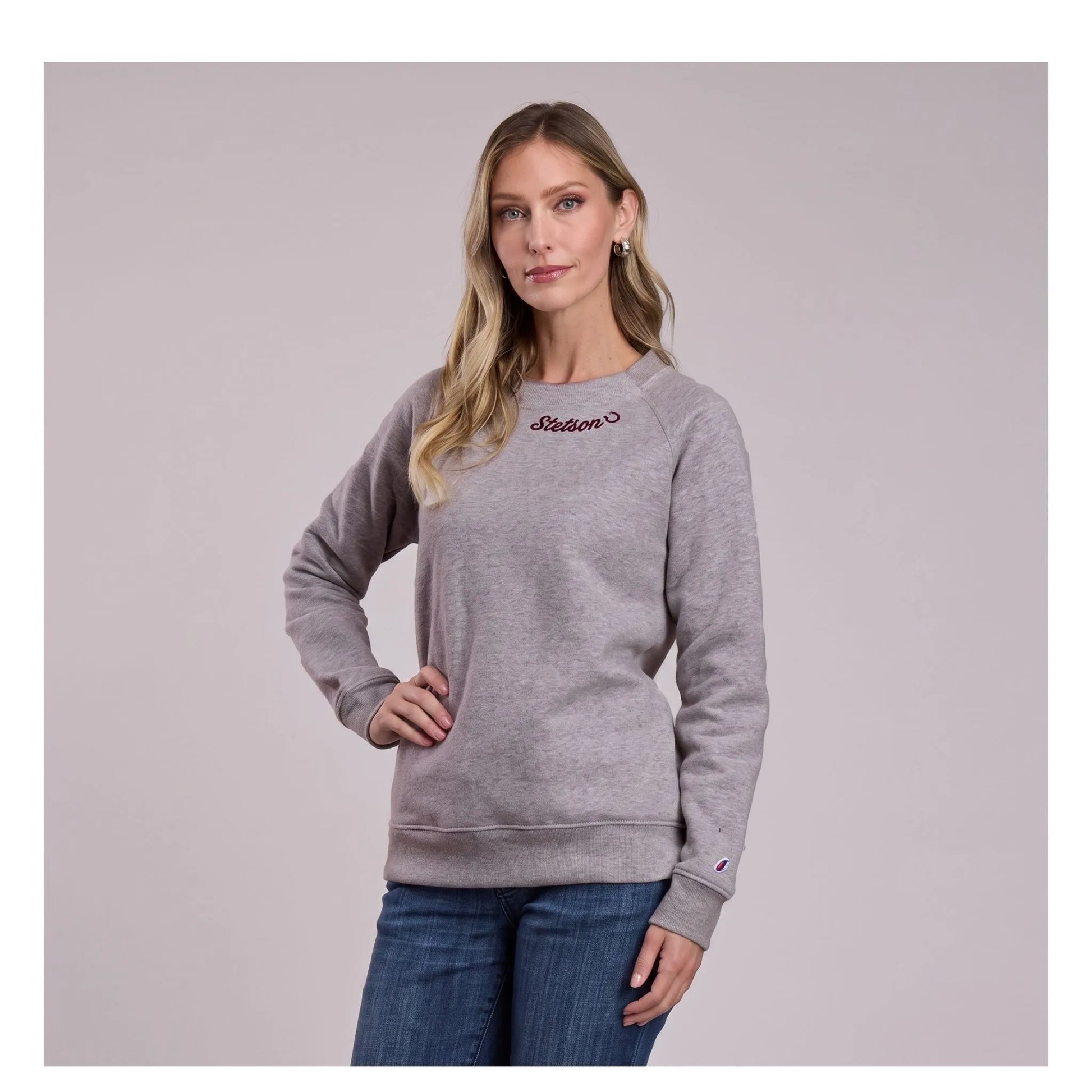 Stetson Women's Heather Grey Embroidered Sweatshirt - Stetson