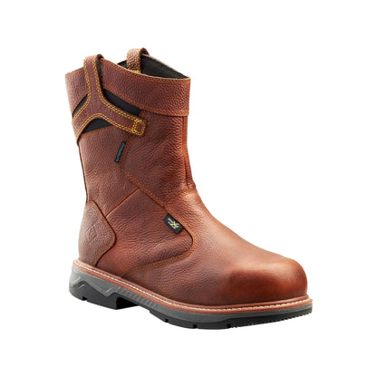 Terra Men's Patton Wellington Waterproof Aluminum Toe Pull-On Safety Work Boot- In-Met Guard Brown