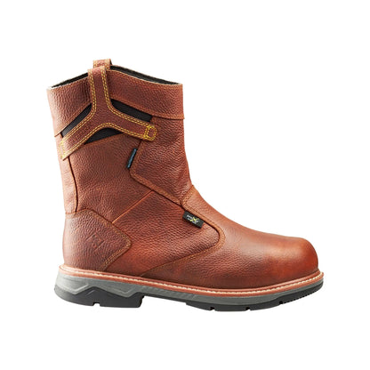 Terra Men's Patton Wellington Waterproof Aluminum Toe Pull-On Safety Work Boot- In-Met Guard Brown