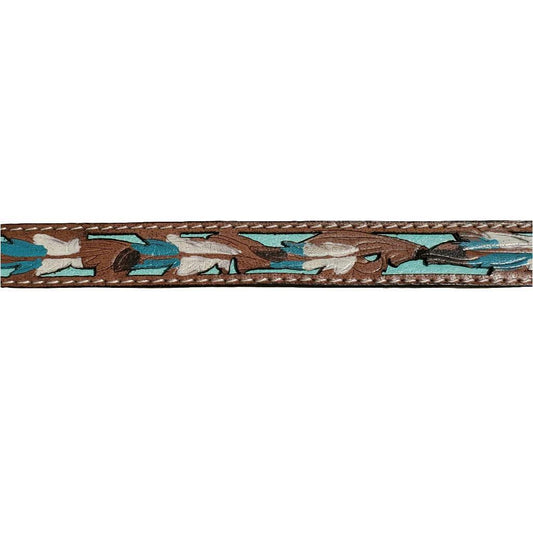 Twister Turquoise Feather Leather Hat Band