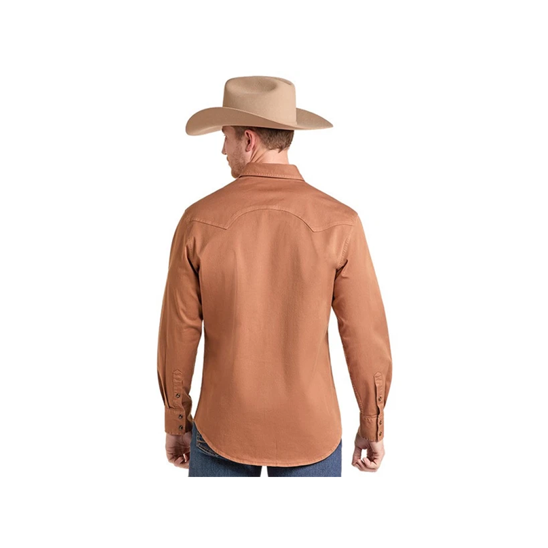 Rock & Roll Denim Men's Solid Camel Snap Long Sleeve Western Shirt