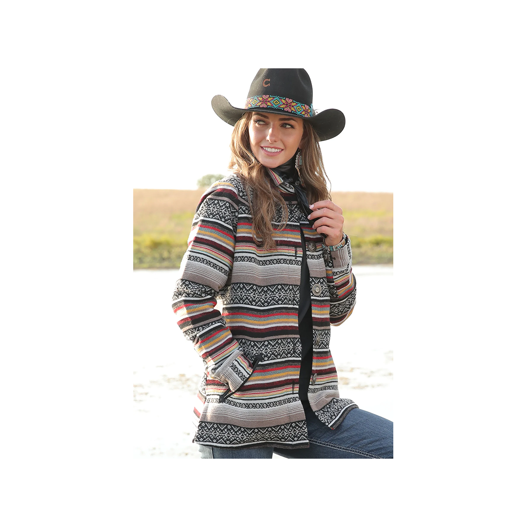 Cruel Girl Women's Blanket Stripe Tweed Jacket
