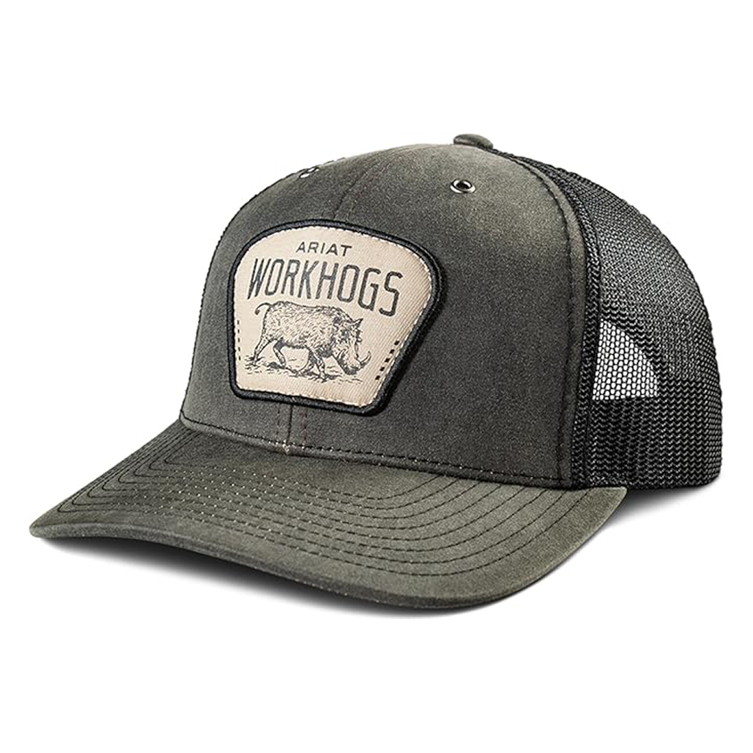M&F Ariat Workhog Patch Snapback Cap weis-western-wear