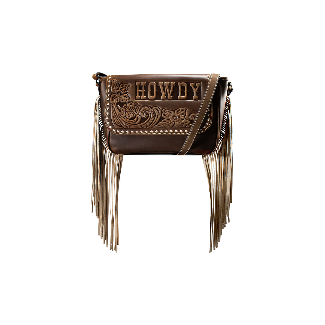 M&F Ariat Women's Embossed Margo Howdy Crossbody Purse w/ Fringe weis-western-wear